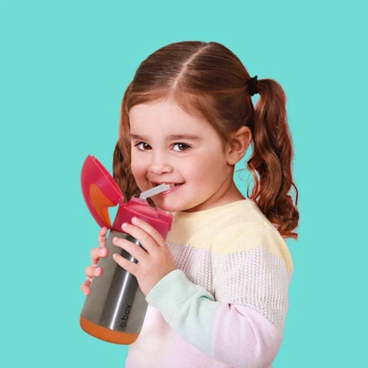 B.Box Insulated Drink Bottle 12 oz - Strawberry Shake - Free flow drinking