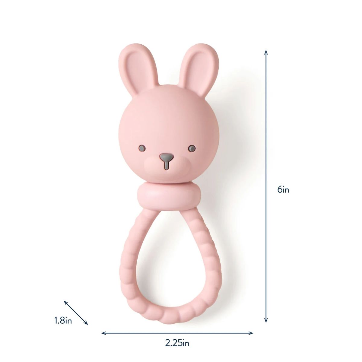 Itzy Ritzy Sweetie Rattle Silicone Teether - Bunny - Easy and Safe for Everyday Use